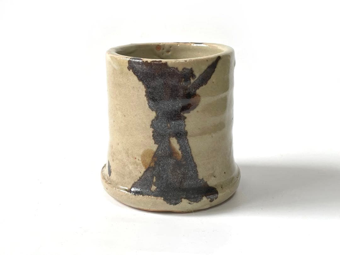 陶芸家　人間国宝　濱田庄司　浜田庄司　初窯　鉄絵　筆筒　筆立て