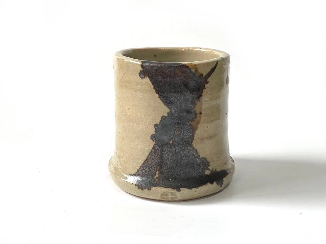 陶芸家　人間国宝　濱田庄司　浜田庄司　初窯　鉄絵　筆筒　筆立て