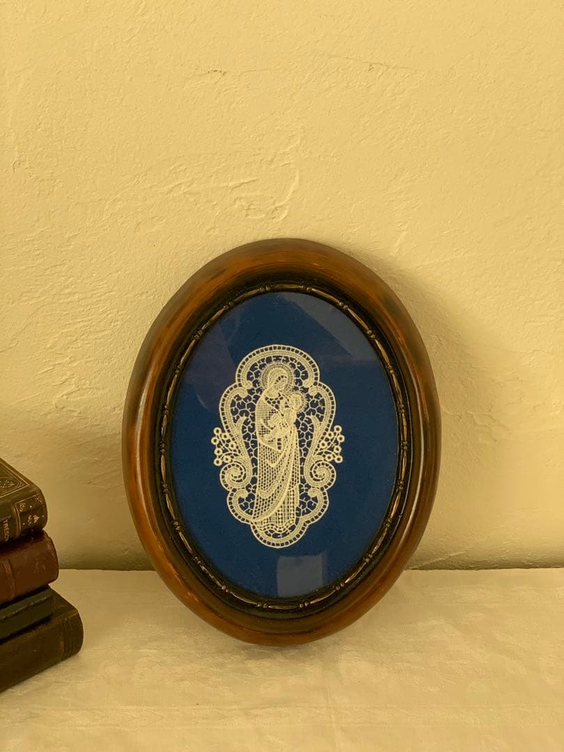 ミリカリ ヨーロッパヴィンテージ 聖母子　刺繍入り　木製フレーム