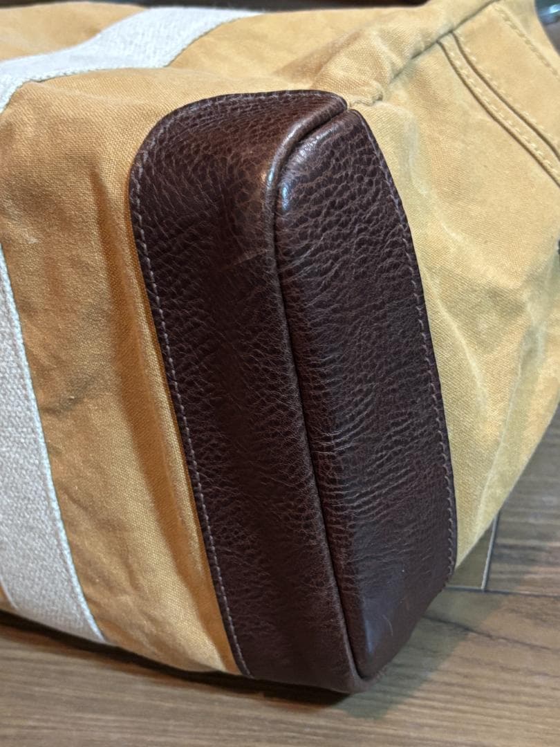 ＜genten（ゲンテン）＞　ボストンバッグ　キャンバス＆レザー　ショルダー紐付