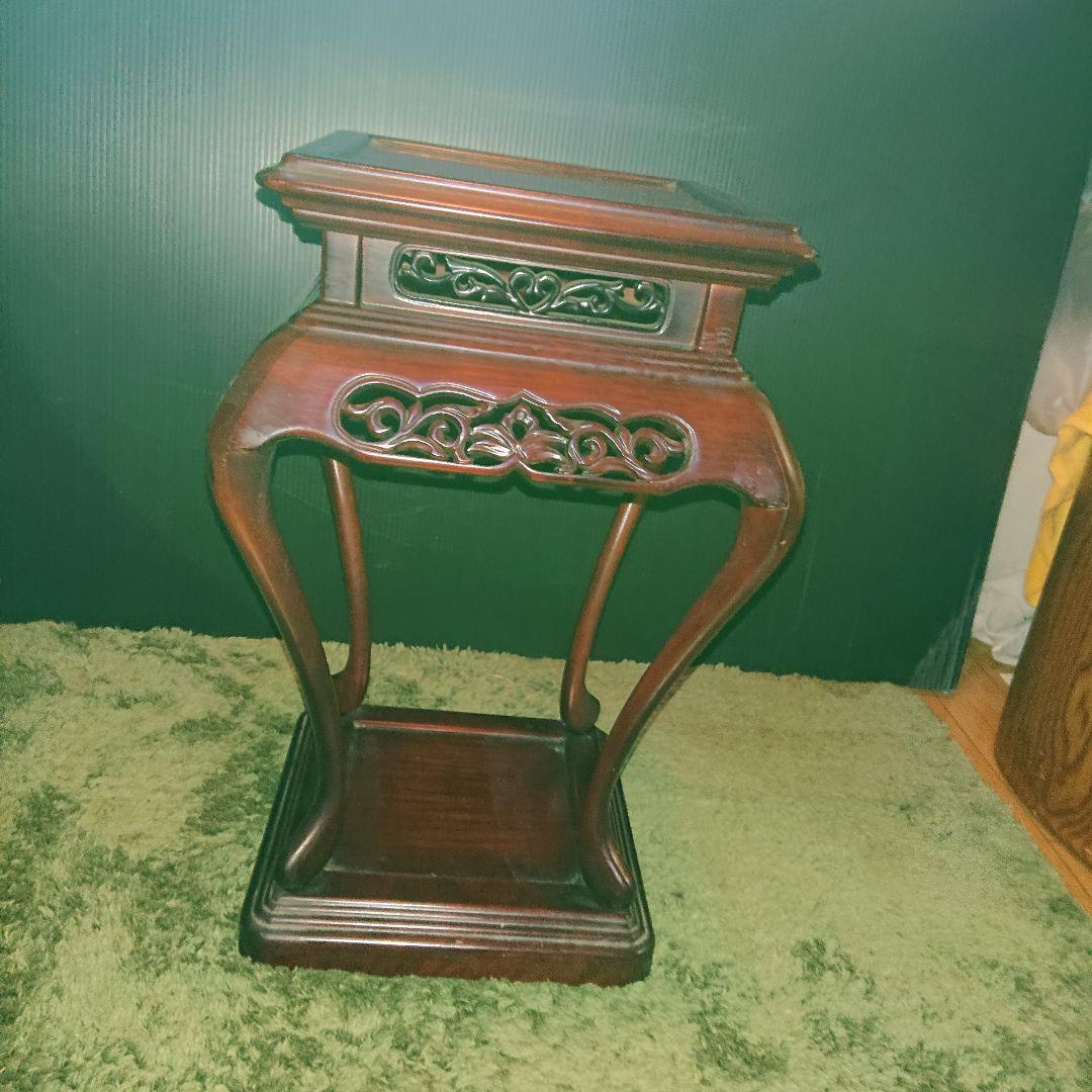 花台、唐木、透かし彫、香炉台