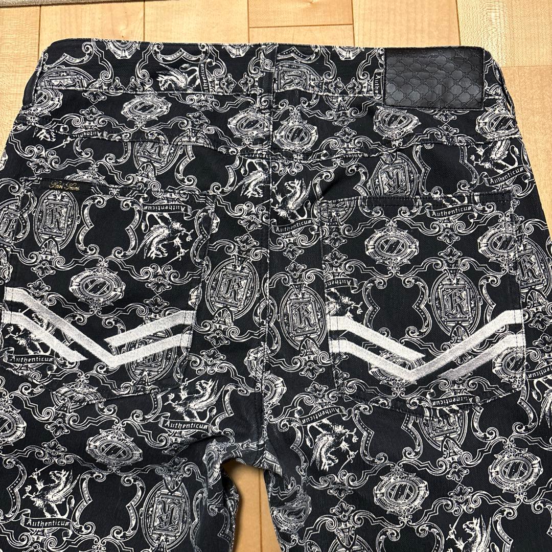 最終値下げ★カールカナイゴルフ　総柄パンツ　/XXL90cmストレッチ　黒