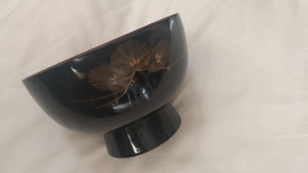 値下げ！輪島塗　漆器 高台椀 5個セット 黒赤 金色装飾