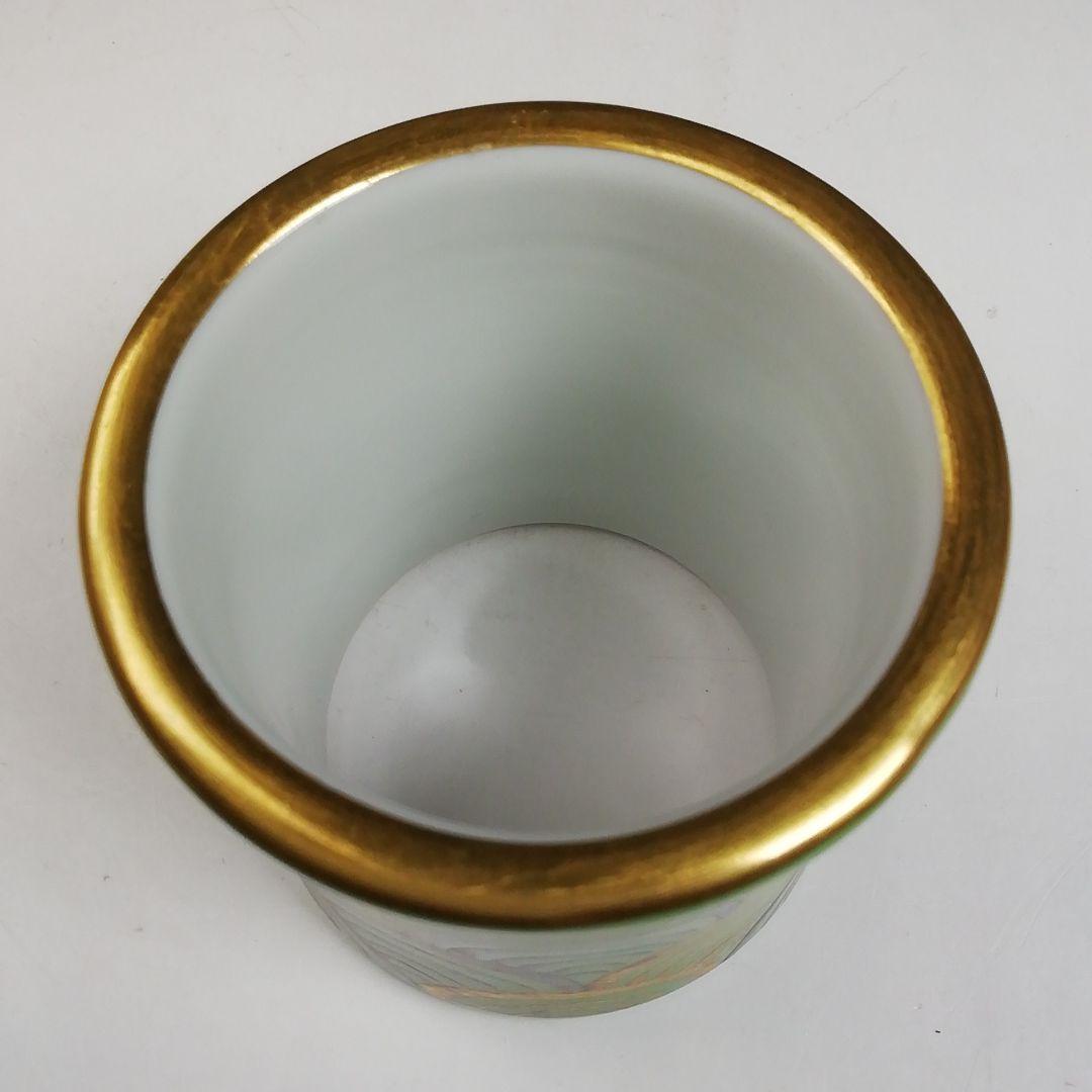 Ｔ９６６　蓋置　『萌黄金銀波』『伊藤利昇 作』　共箱　茶道具