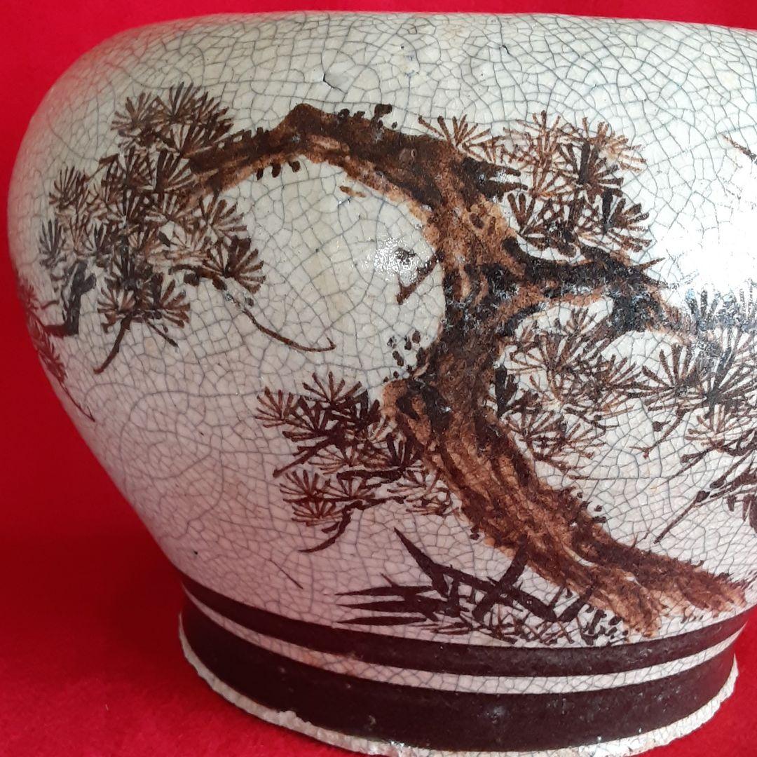 絵瀬戸　火鉢　手焙り　松竹梅