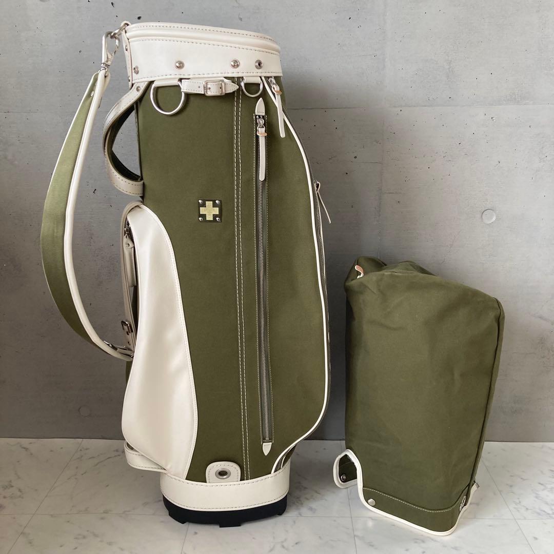 定価97900円⛳️極美品 木の庄帆布 クロスハンドルキャディバッグ グリーン