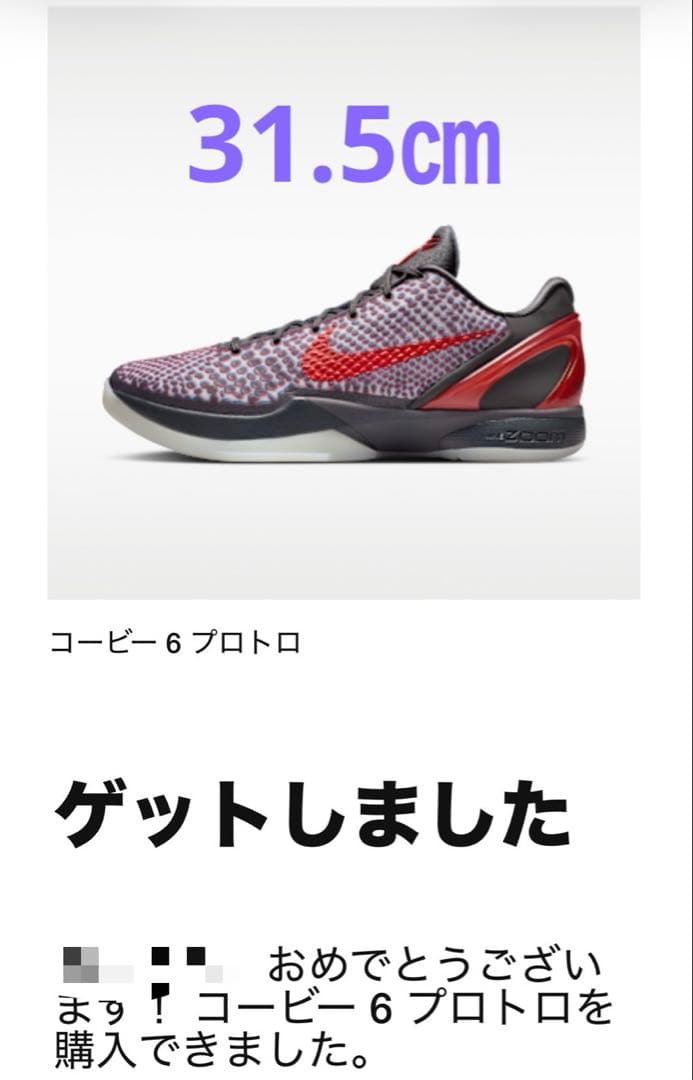 シューズ(男性用) Nike Kobe 6 Protro 3D 31.5cm