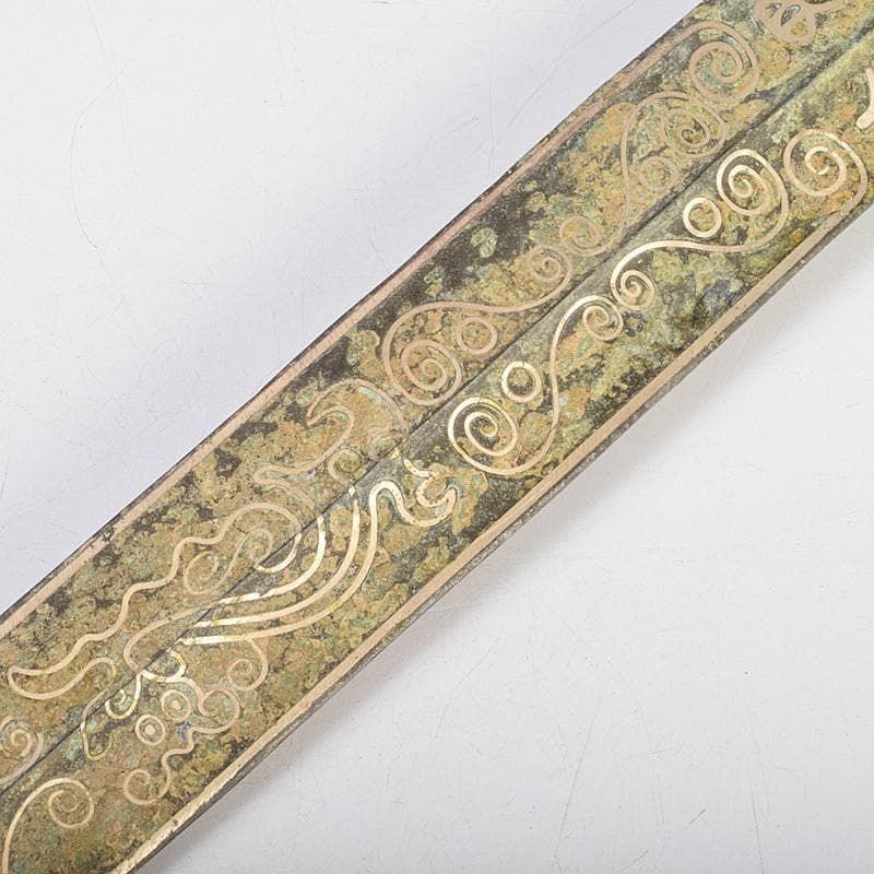 中国　古銅青銅　象嵌唐草文　銅剣　長さ約64.5㎝　M　9201
