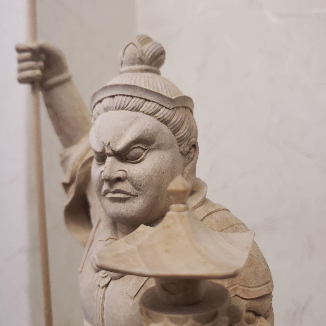 Ｂフライデー蔵出し特価魔除け金運上げ仏像★楠材毘沙門天立像1尺立★四天王の多聞天