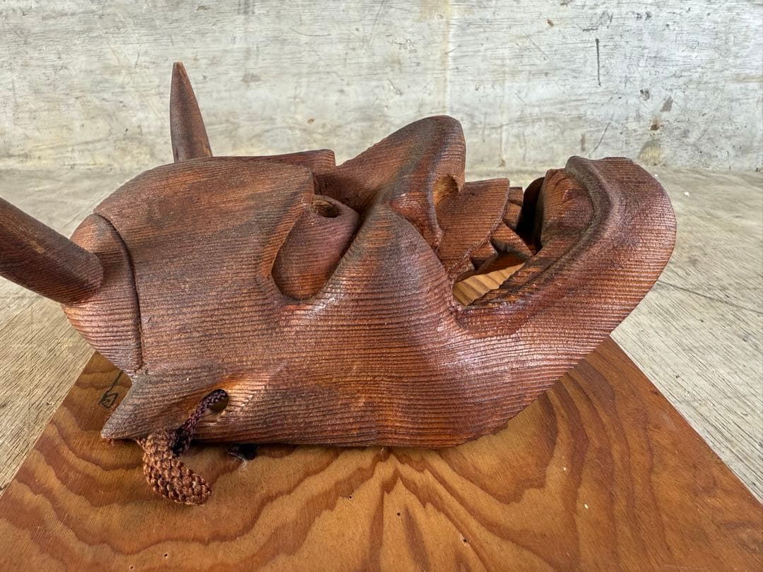 【O-2058】お面 般若 工芸品 民芸品 屋久杉