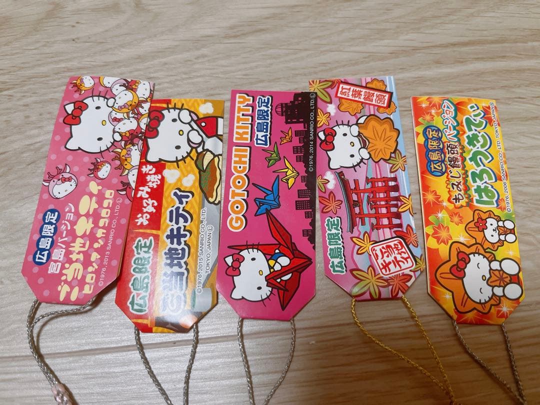 ご当地キティ 広島 根付 ストラップ ラバー 呉 お好み焼き 折り鶴 もみじ饅頭
