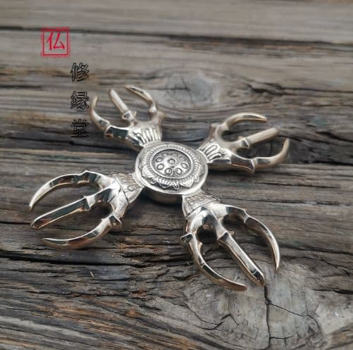 【修縁堂】チベット仏教 真鍮 青銅 十字杵 羯摩杵 寺院用仏具