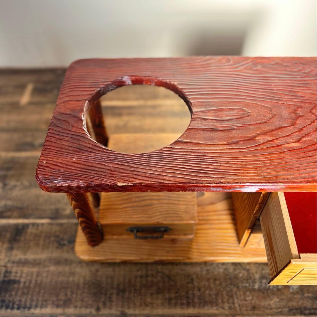 1940-60年代 木製 花台 ローテーブル 昭和中期　和修復前 キャスター