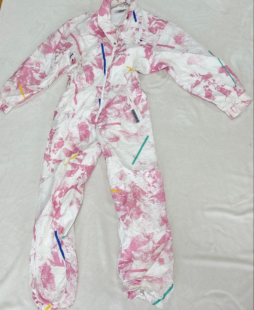 ✨一点限り✨【38】スキーウェア 女性用 オーバーオール ホワイト/ピンク