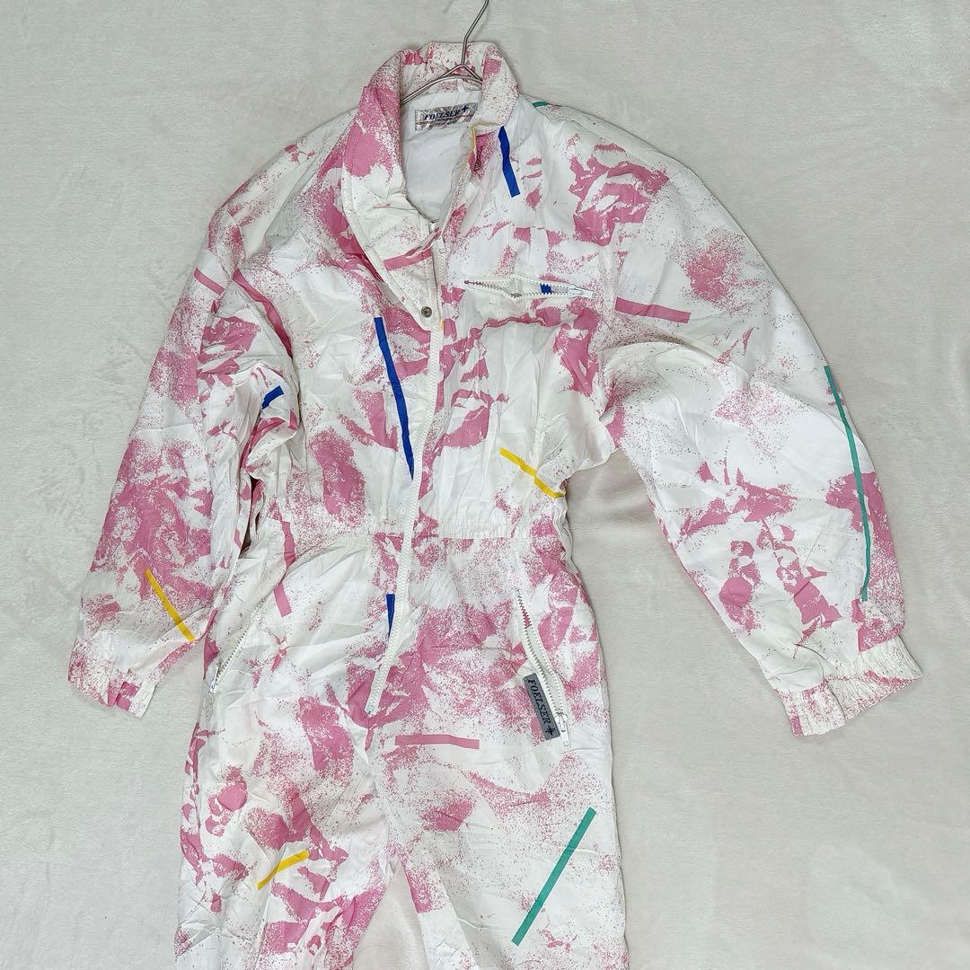 ✨一点限り✨【38】スキーウェア 女性用 オーバーオール ホワイト/ピンク