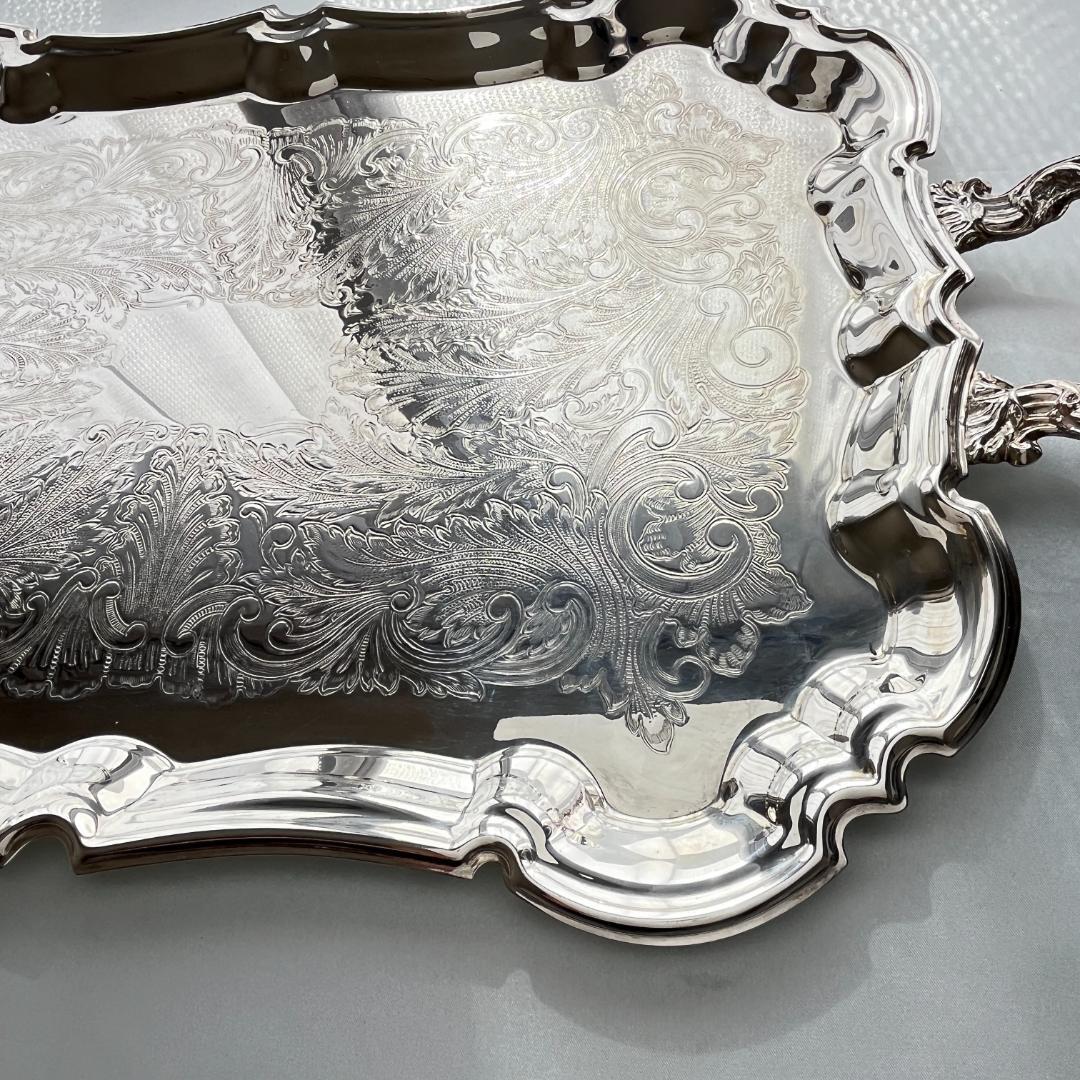 【KENT】ギャラリートレー【シルバープレート】59cm 特大 ハンドル