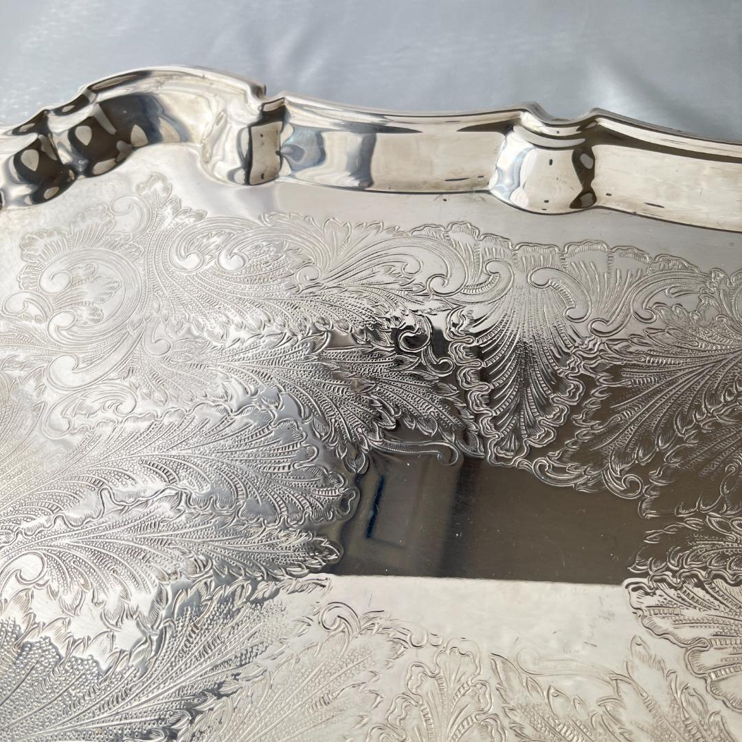 【KENT】ギャラリートレー【シルバープレート】59cm 特大 ハンドル