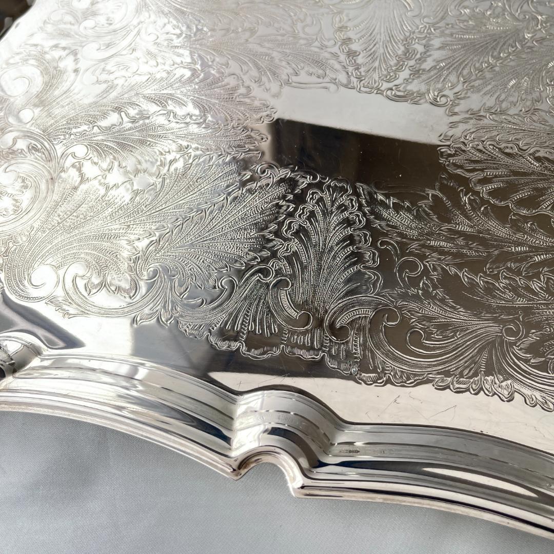 【KENT】ギャラリートレー【シルバープレート】59cm 特大 ハンドル