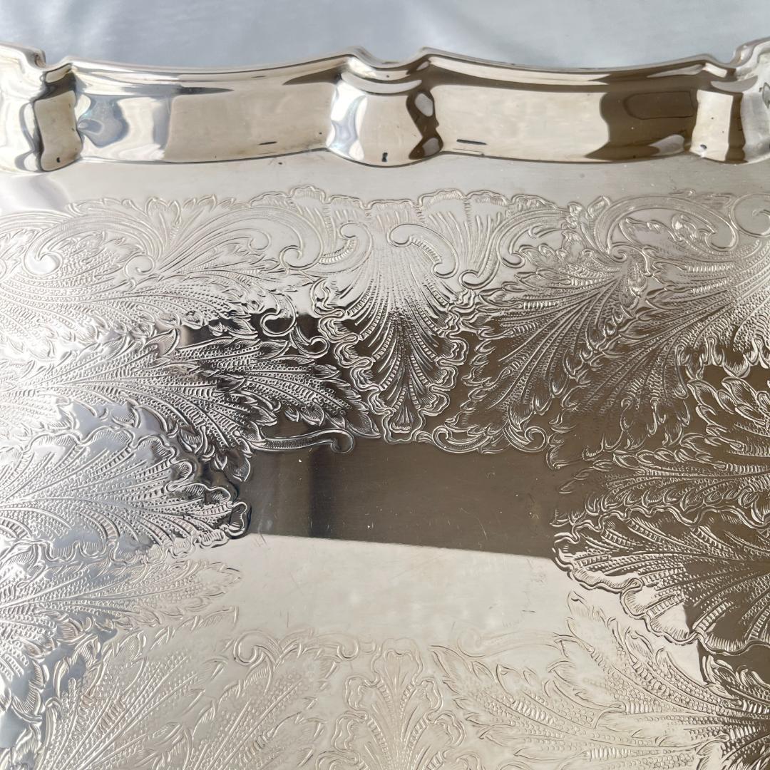 【KENT】ギャラリートレー【シルバープレート】59cm 特大 ハンドル