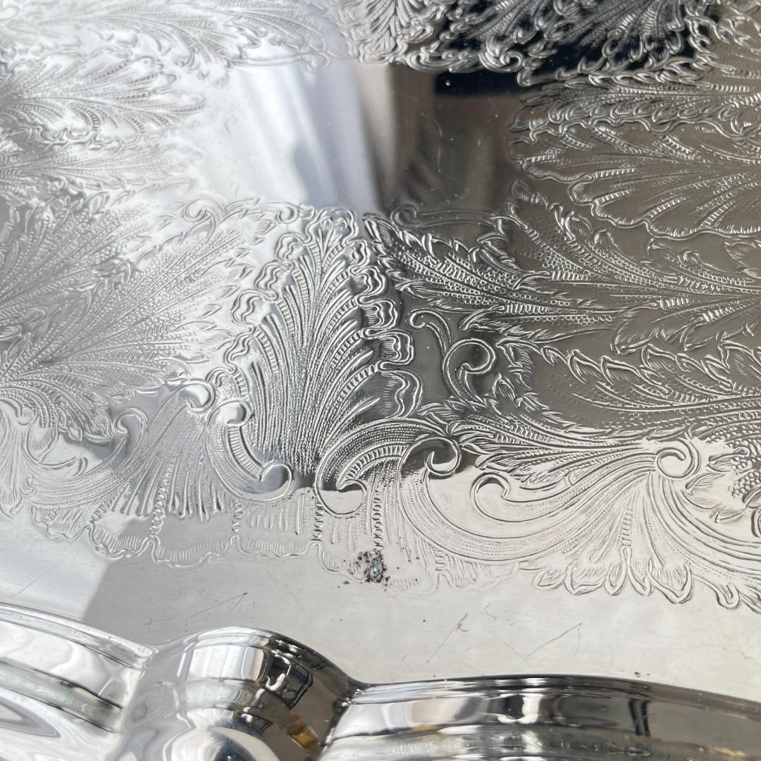 【KENT】ギャラリートレー【シルバープレート】59cm 特大 ハンドル