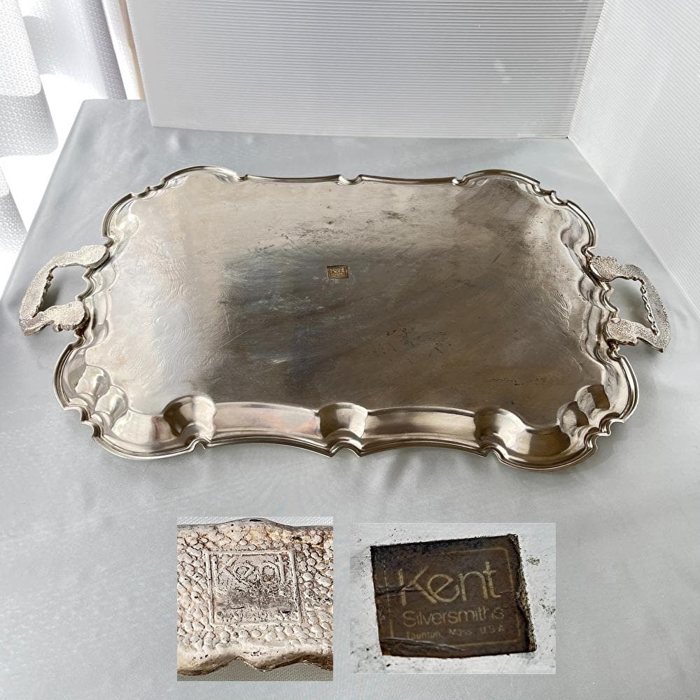 【KENT】ギャラリートレー【シルバープレート】59cm 特大 ハンドル