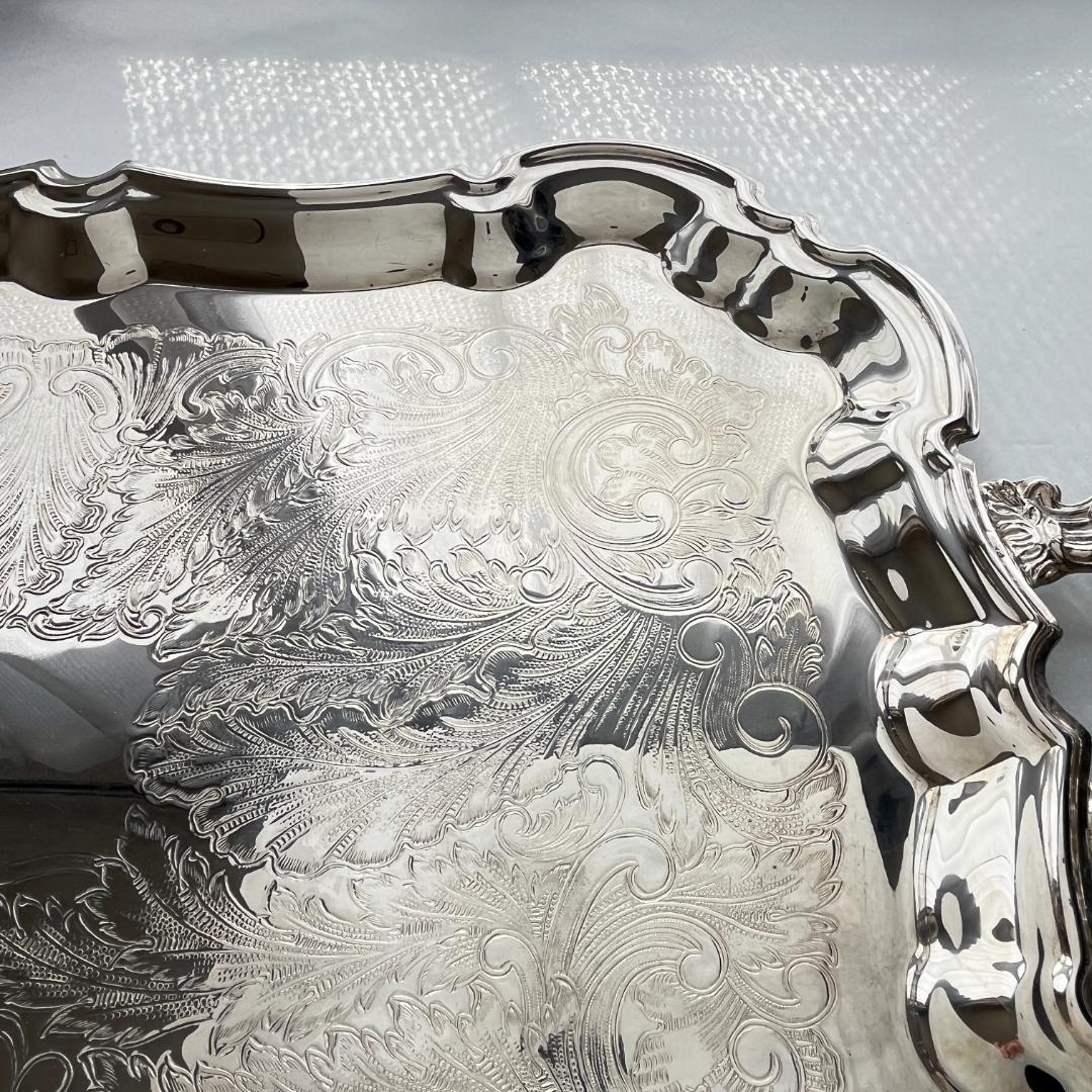 【KENT】ギャラリートレー【シルバープレート】59cm 特大 ハンドル