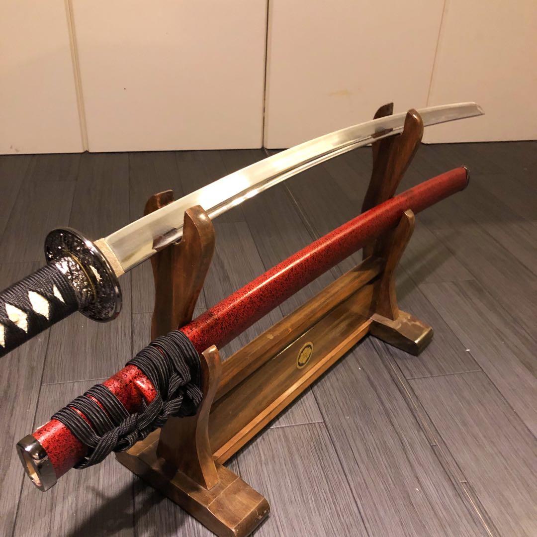 高級模造刀　居合刀　樋入刀身　朱拵え　合金刀身　 刀