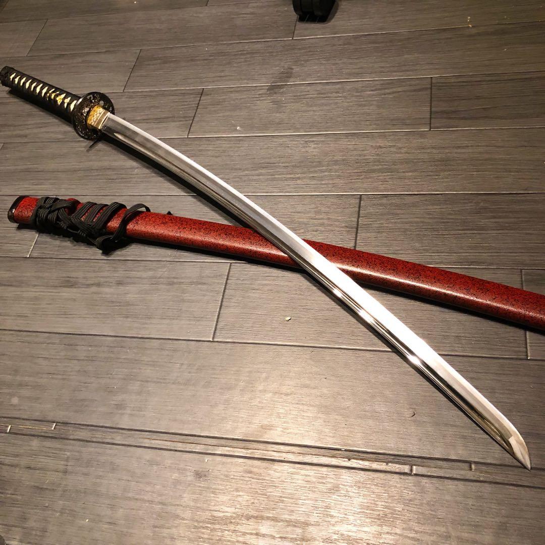 高級模造刀　居合刀　樋入刀身　朱拵え　合金刀身　 刀