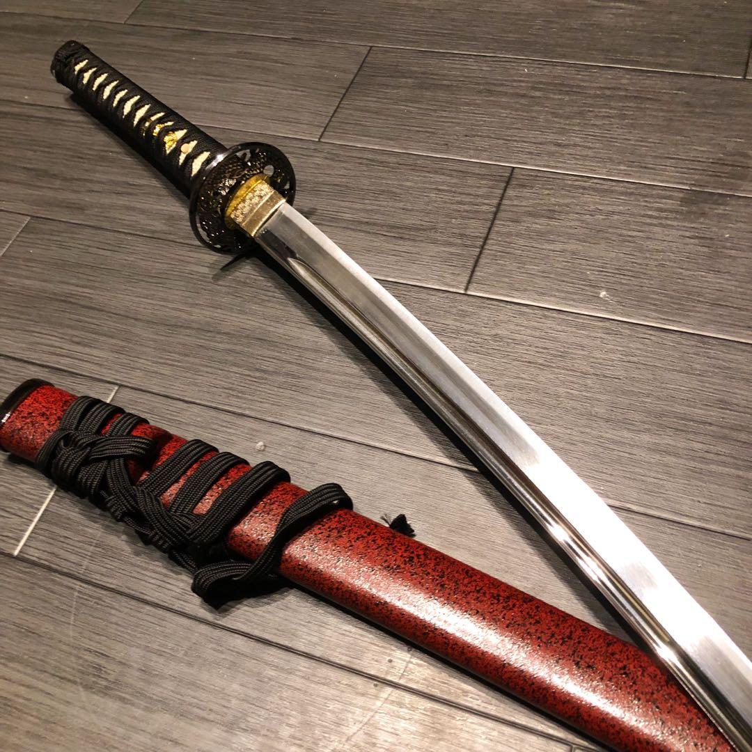 高級模造刀　居合刀　樋入刀身　朱拵え　合金刀身　 刀