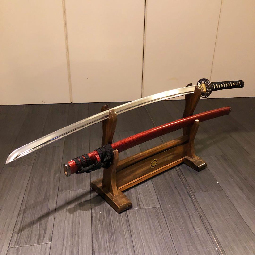 高級模造刀　居合刀　樋入刀身　朱拵え　合金刀身　 刀