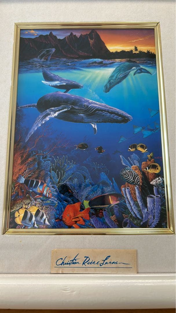 最終値下げ！　クリスチャン　ラッセン　公式　ハワイ　WHALE　ポスター