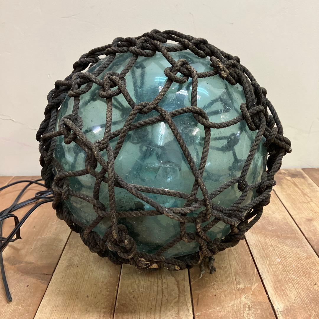 A-2 ヴィンテージ 特大 ガラス浮き玉 網付き ランプシェード ライト