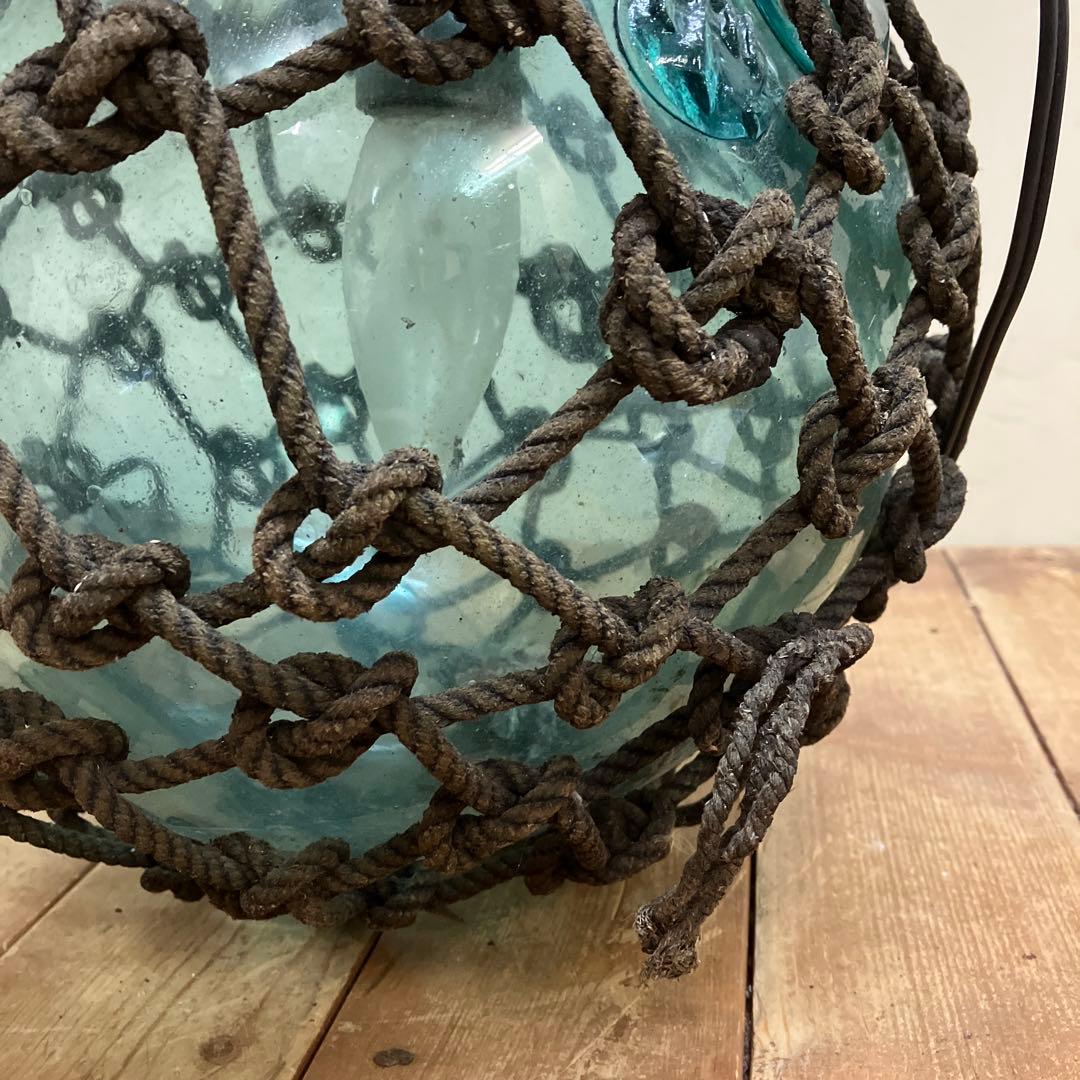 A-2 ヴィンテージ 特大 ガラス浮き玉 網付き ランプシェード ライト