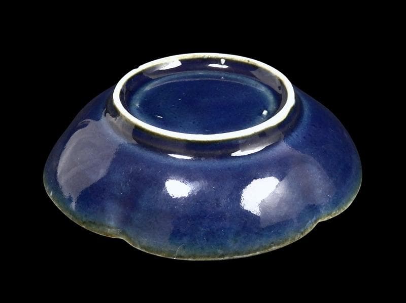 古伊万里　瑠璃　輪花小皿　３寸半皿　２枚　C734AS-DCg