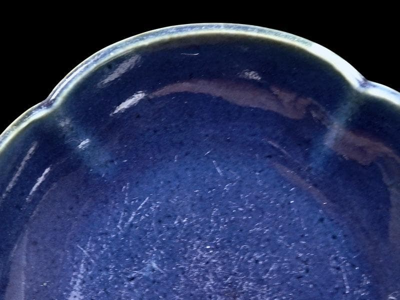 古伊万里　瑠璃　輪花小皿　３寸半皿　２枚　C734AS-DCg