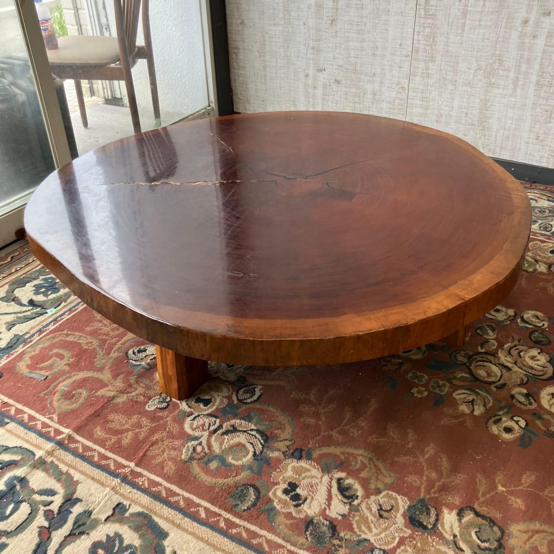 昭和レトロ 銘木 欅材 一枚板 大型座卓 円卓 センターテーブル サイドテーブル