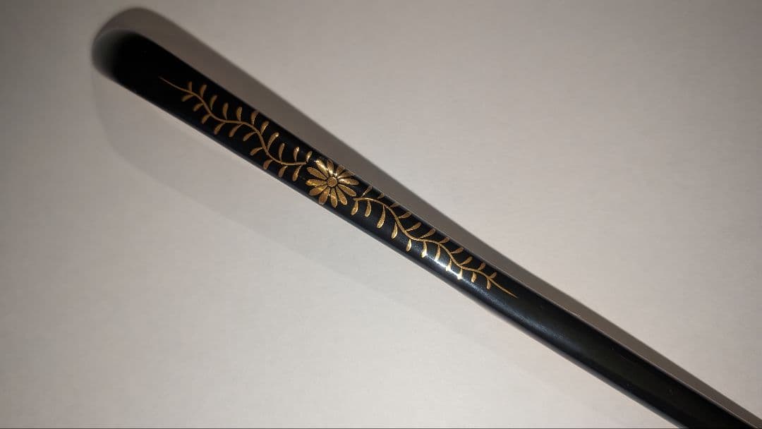 即中斎利写茶杓『夏山』嵯峨宝筐院竹似　小楠公六百年記念　菊唐草蒔絵　二重箱