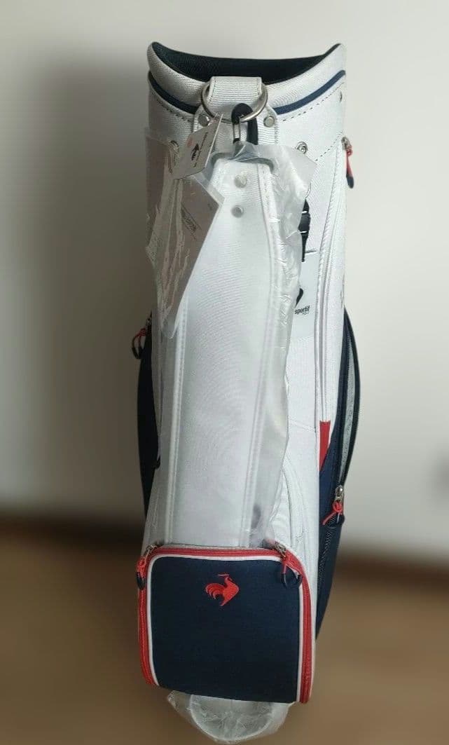 新品タグ付き 未使用 ルコック キャディバッグ ホワイト/ネイビー