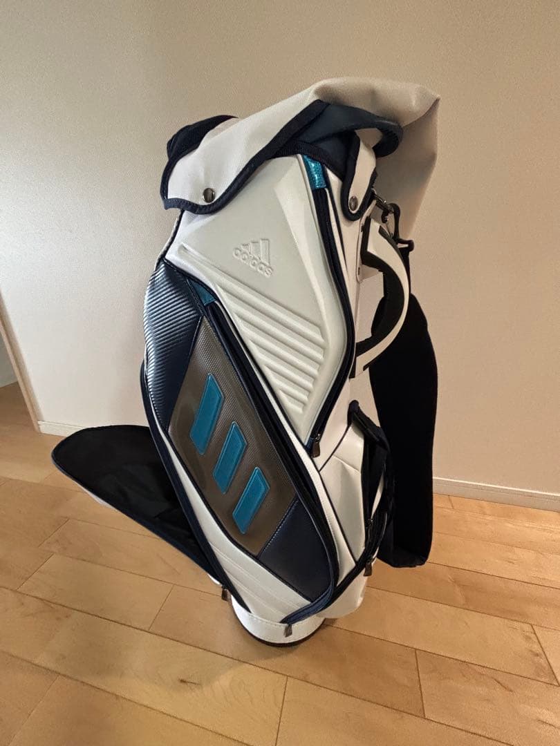 adidas キャディバッグ ホワイト/ブルー