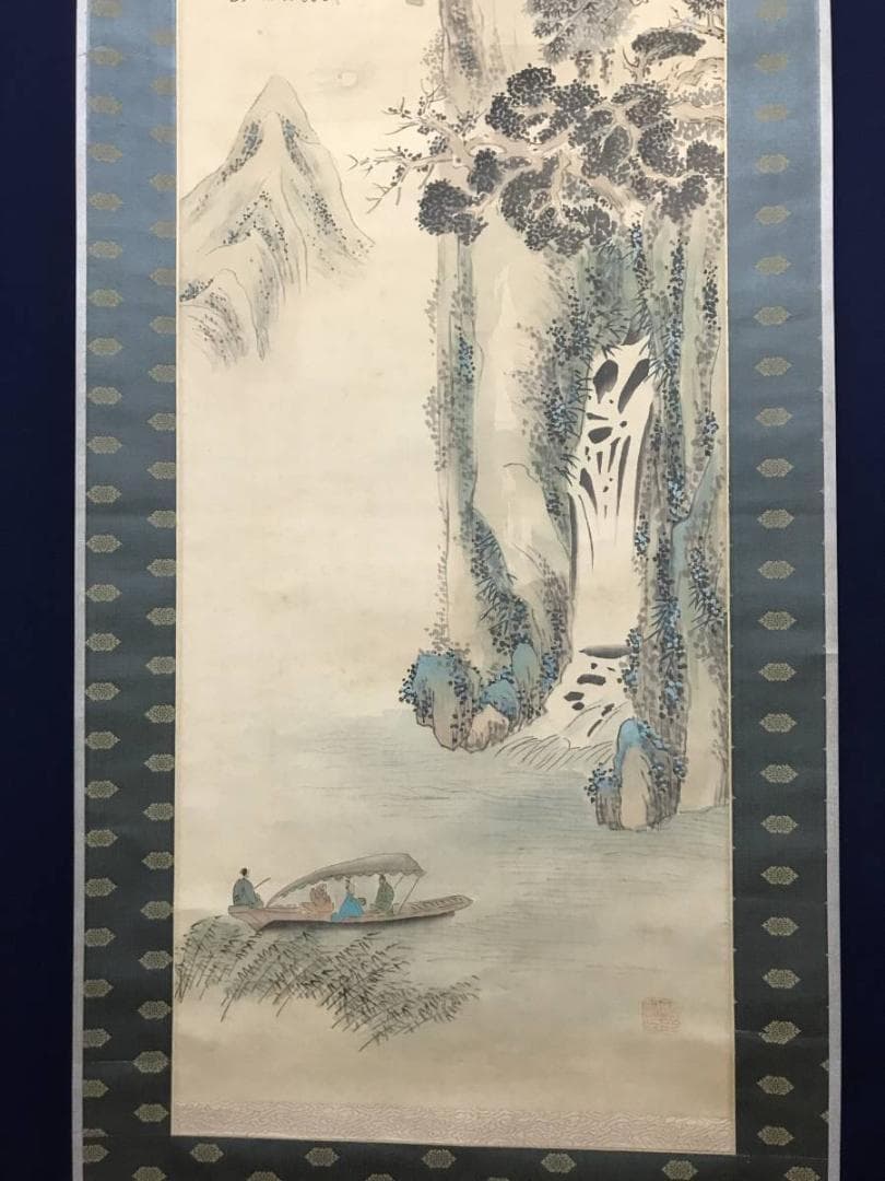 【真作】竹邨/赤壁画賛/山水人物画賛/掛軸/名家伝来/AB-893