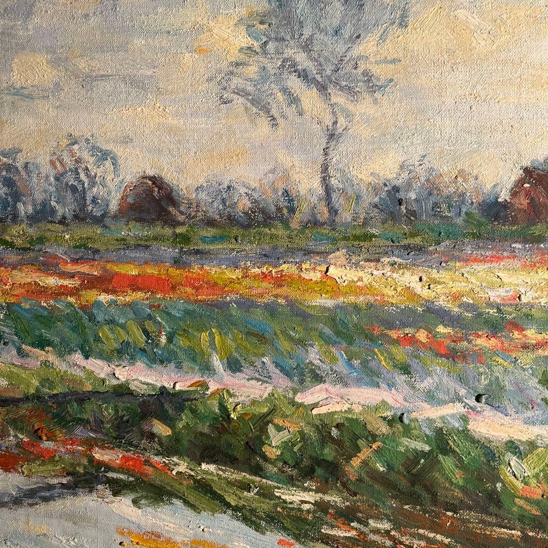 ★秀作★ 手書き油絵 クロード・モネ サッセンハイムのチューリップ畑（大）油彩画