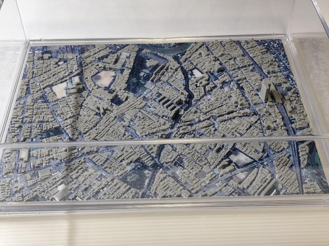 越谷市　北越谷駅３D都市データを活用した都市模型　(透明ケース付)