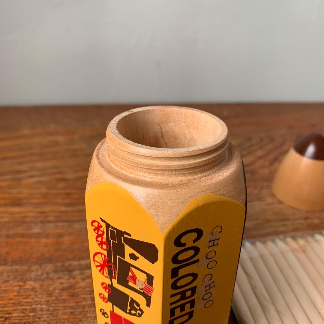 ご確認用　木製　鉛筆型ケース　色鉛筆セット　レトロ　ノベルティ