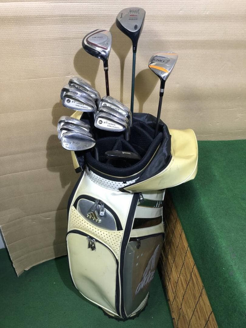 男性向け右打ち用 中古ゴルフクラブセット スポルディング など混成 13本組