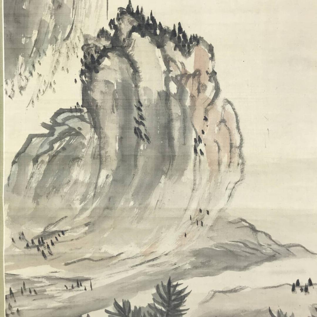 真作/横井金谷/山水図/淡彩山水図/与謝蕪村に学ぶ/掛軸☆宝船☆AH-607