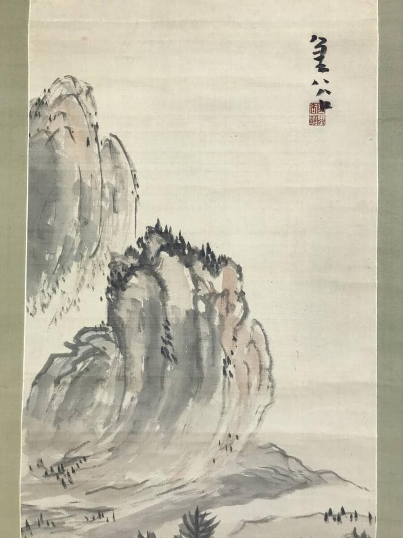 真作/横井金谷/山水図/淡彩山水図/与謝蕪村に学ぶ/掛軸☆宝船☆AH-607