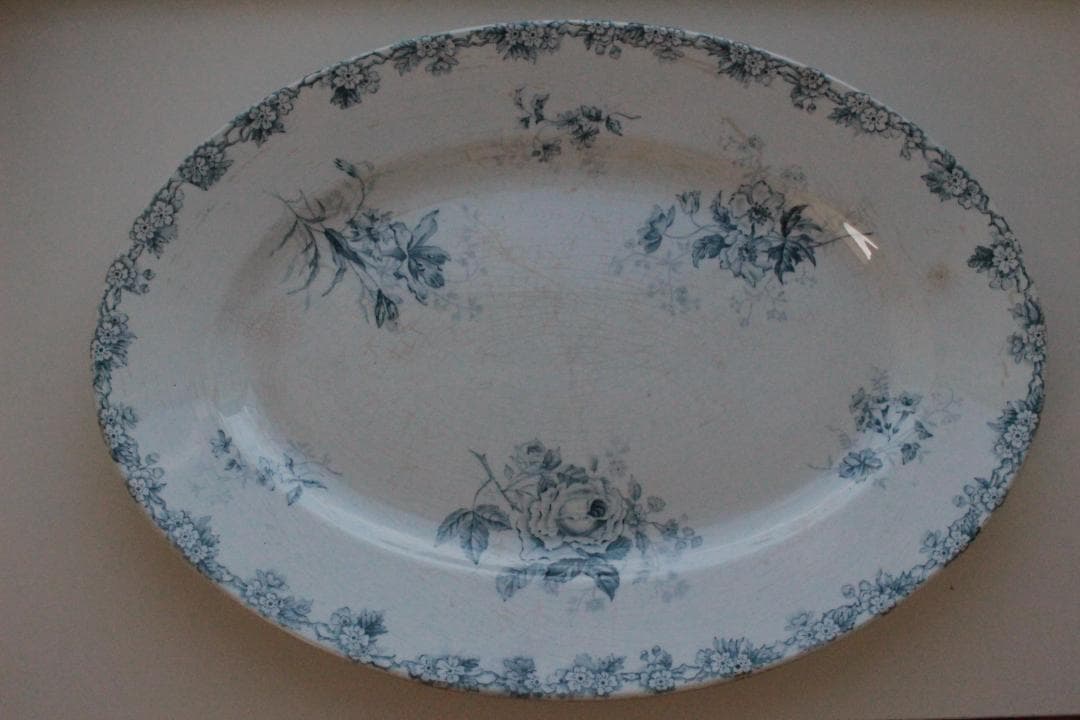 フランスアンティーク/ショワジールロア・バラのオーバルプレート