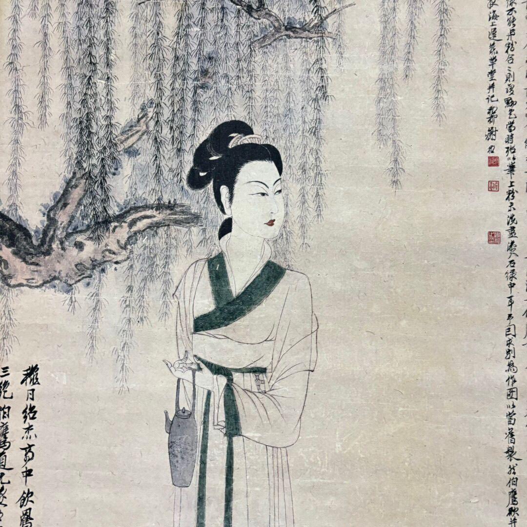 谢稚柳 人物図 掛け軸｜中堂｜中国人物画｜表装済み