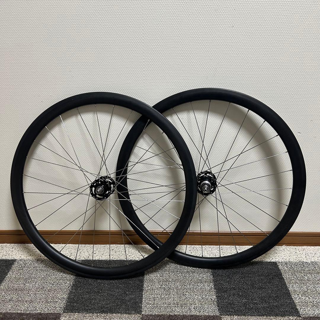 ピスト カーボンホイールセット クリンチャー　タイヤ無し