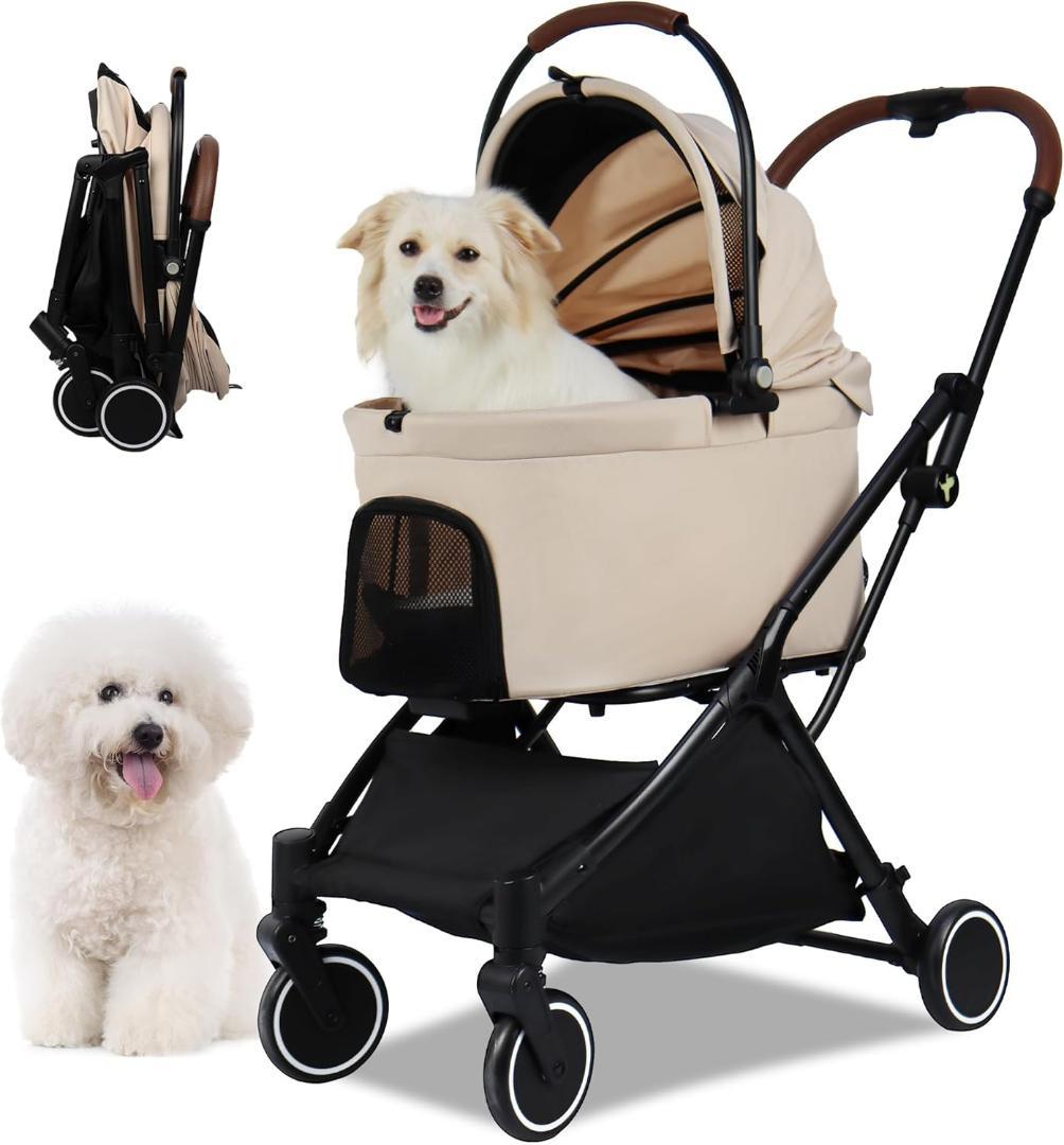 重力ワンタッチ折畳み ペットカート 犬 バギー キャリー 4輪 小型犬 中型犬